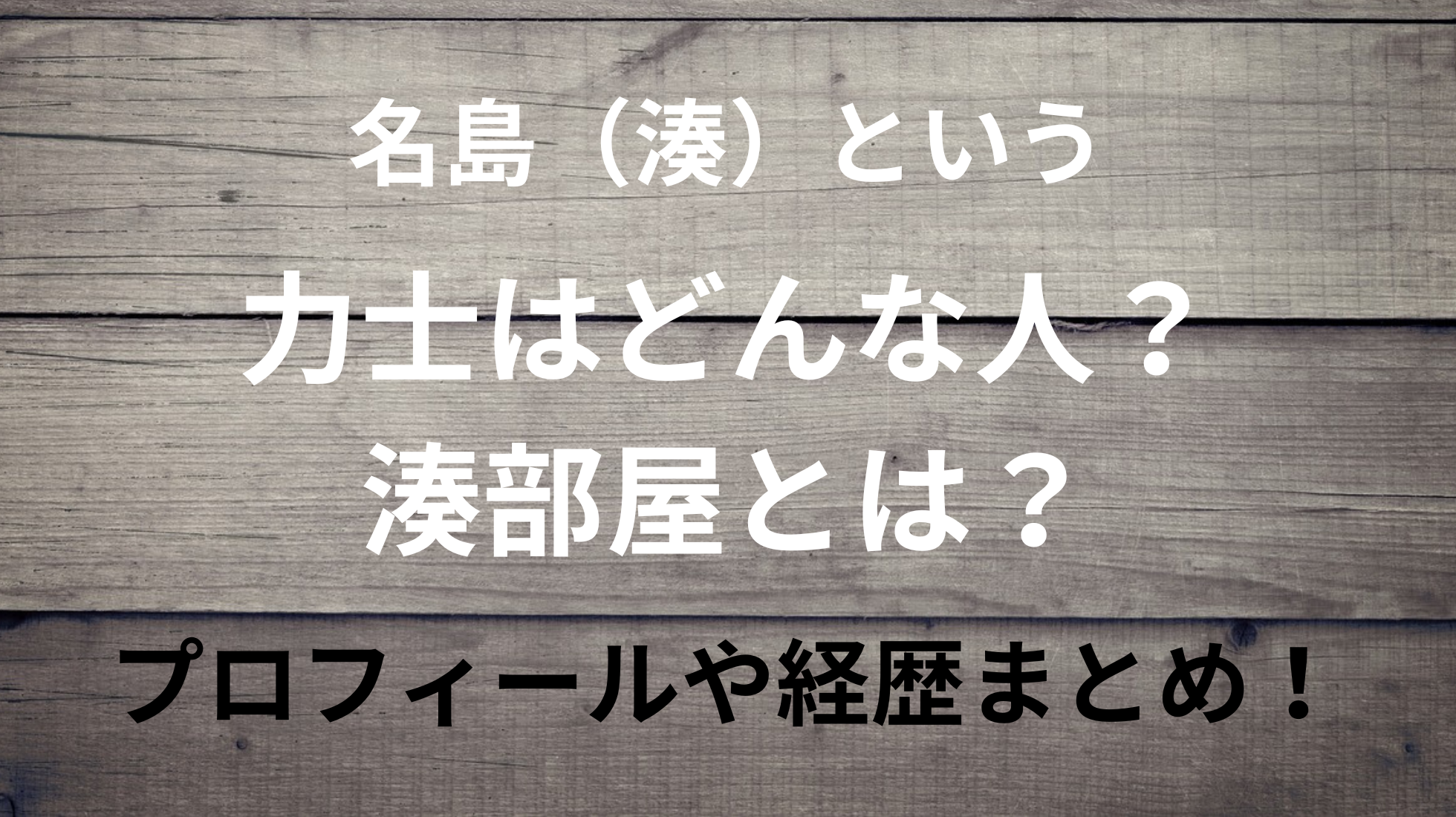 名島（湊）という力士はどんな人？湊部屋とは？プロフィールや経歴まとめ！